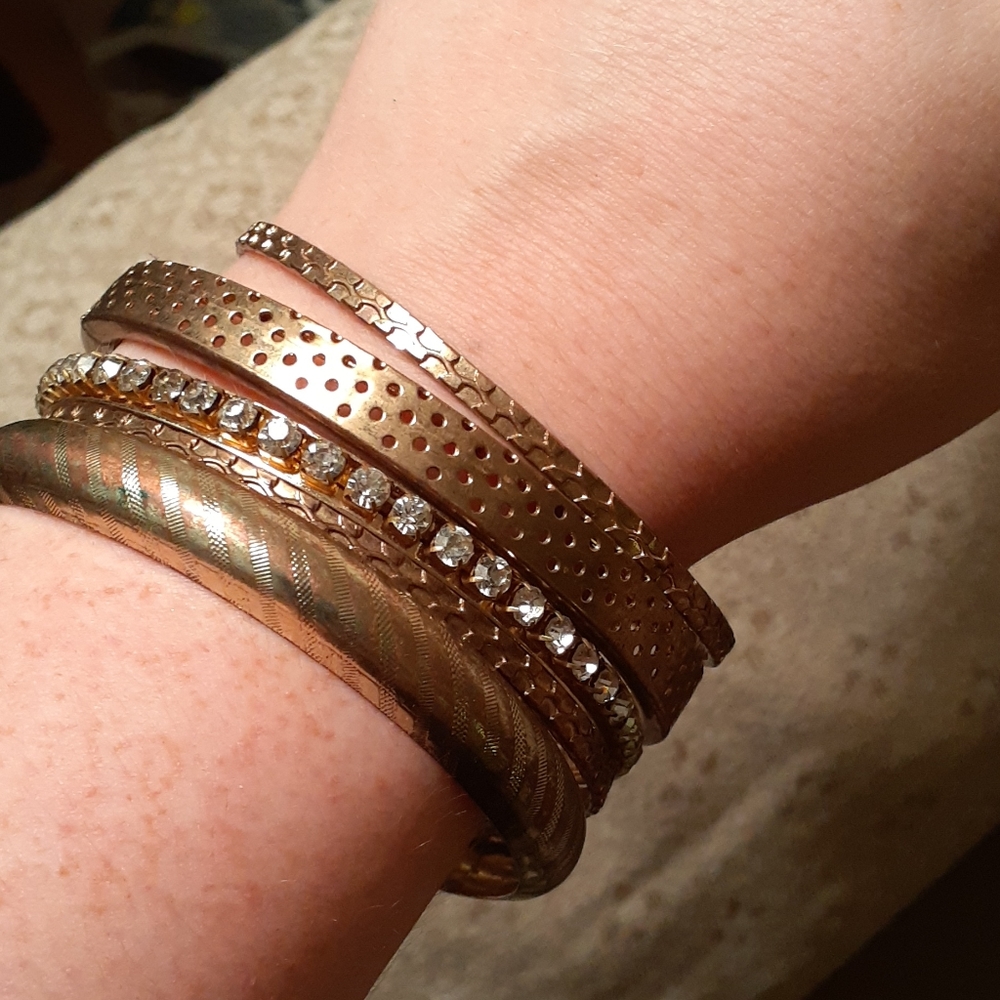 Bundle of 5 Gold Fashion Bangles - All Together